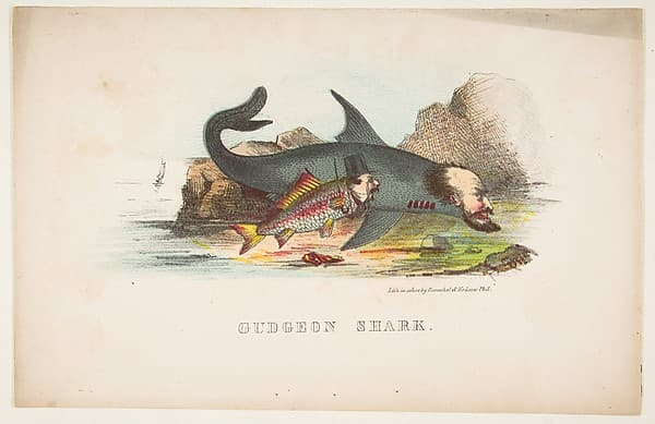 Gudgeon and Shark, from "The Comic Natural History of the Human Race", by Henry Louis Stephens