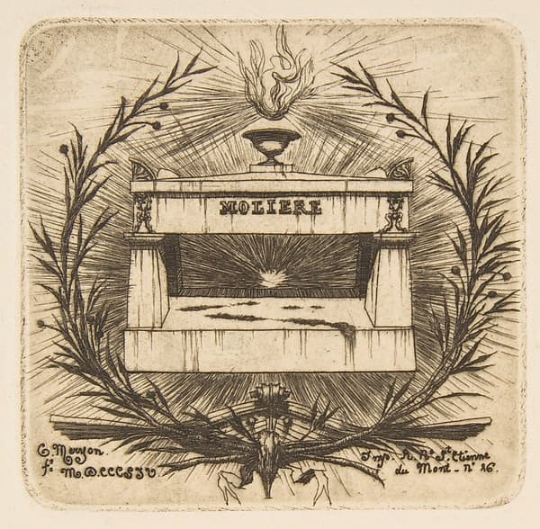 Le Tombeau de Molière (au Père-Lachaise) (Molière's tomb, Père-Lachaise Cemetery), Paris, from "Etchings of Paris", by Charles Meryon