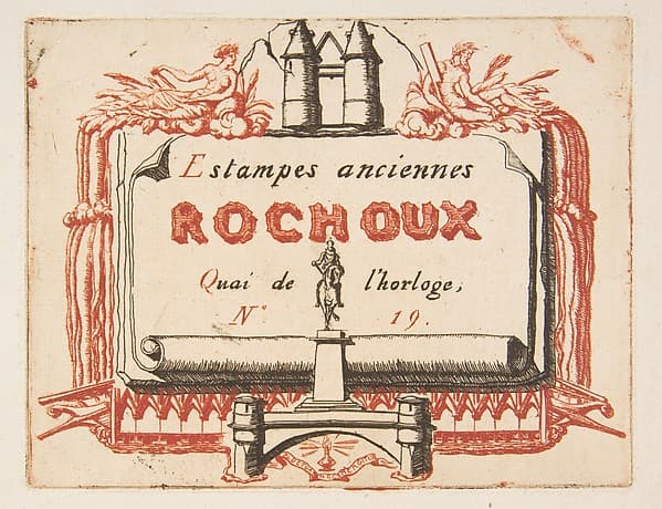 Address-card of the printseller, Rochoux, by Charles Meryon