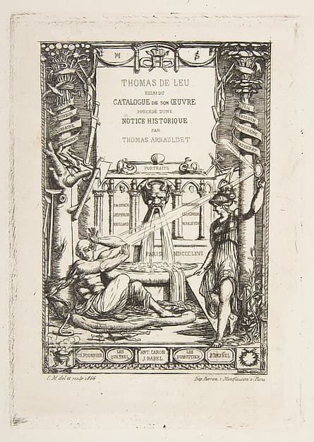 Frontispiece for the Catalogue of the work of Thomas De Leu, by Charles Meryon