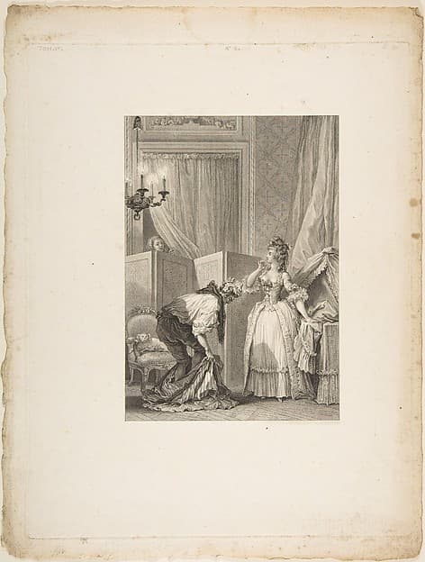 Le Cocu battu et content, from "Contes et nouvelles en vers par Jean de La Fontaine. A Paris, de l'imprimerie de P. Didot, l'an III de la République, 1795", by Jean-Louis Delignon