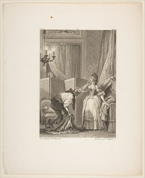 Le Cocu battu et content, from "Contes et nouvelles en vers par Jean de La Fontaine. A Paris, de l'imprimerie de P. Didot, l'an III de la République, 1795", by Jean-Louis Delignon