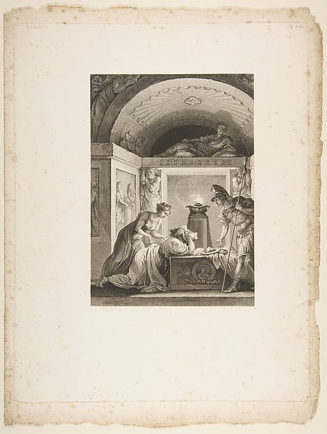 La Matrone d'Ephese, from "Contes et nouvelles en vers par Jean de La Fontaine. A Paris, de l'imprimerie de P. Didot, l'an III de la République, 1795", by Jean-Louis Delignon