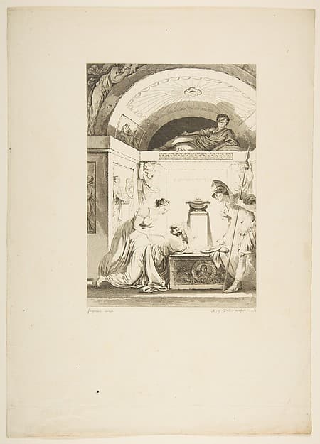 La Matrone d'Ephese, from "Contes et nouvelles en vers par Jean de La Fontaine. A Paris, de l'imprimerie de P. Didot, l'an III de la République, 1795", by Jean-Louis Delignon