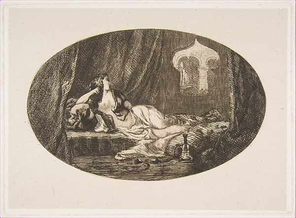 Odalisque reclining in a harem, from "Titres de Romance", by Félix Bracquemond