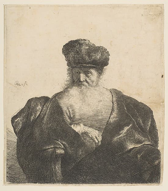 Old Man with Beard, Fur Cap, and Velvet Cloak, by Rembrandt (Rembrandt van Rijn)
