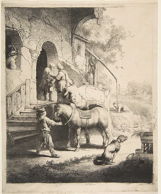 The Good Samaritan, by Rembrandt (Rembrandt van Rijn)