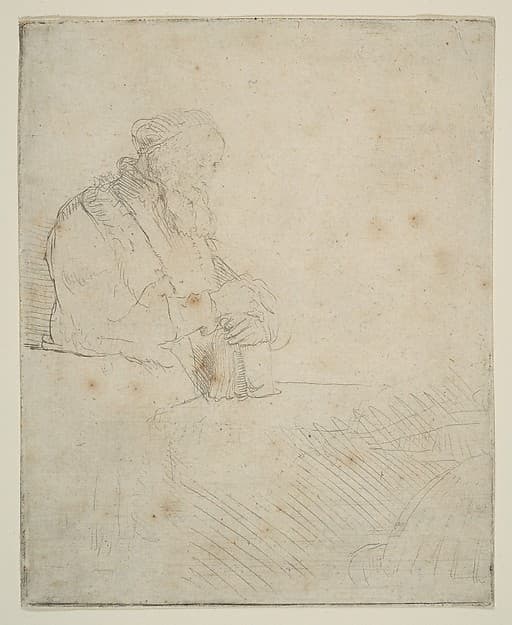 Old Man in Meditation, Leaning on a Book, by Rembrandt (Rembrandt van Rijn)