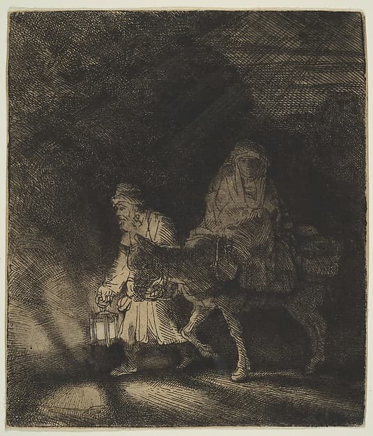 The Flight into Egypt: a Night Piece, by Rembrandt (Rembrandt van Rijn)