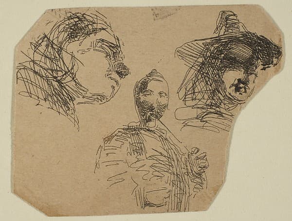 Two Female Heads and Standing Figure (from Sketches on the Coast Survey Plate), by James McNeill Whistler