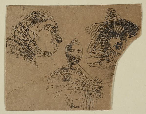 Two Female Heads and Standing Figure (from Sketches on the Coast Survey Plate), by James McNeill Whistler