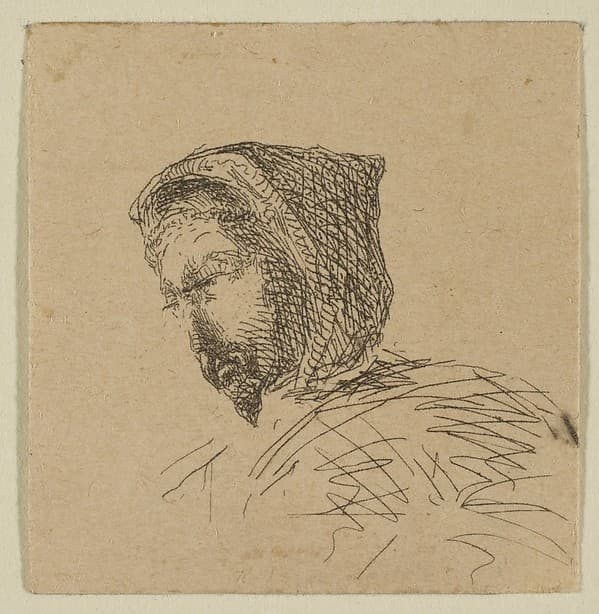 Hooded Male Head (from Sketches on The Coast Survey Plate), by James McNeill Whistler