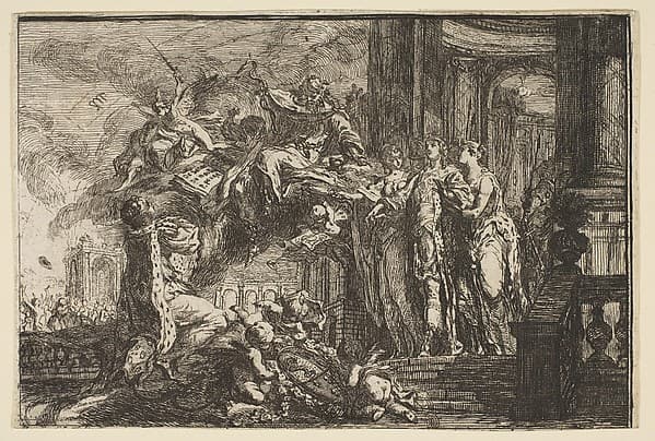 Allegorie sur la Convalescence du Dauphin, by Gabriel de Saint-Aubin