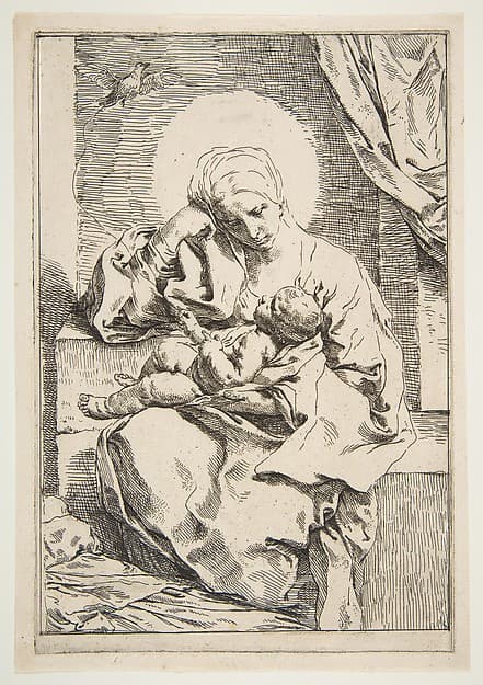 Madonna and Child with a bird, by Simone Cantarini