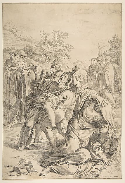 Saint Benedict exorcising a demon, by Simone Cantarini