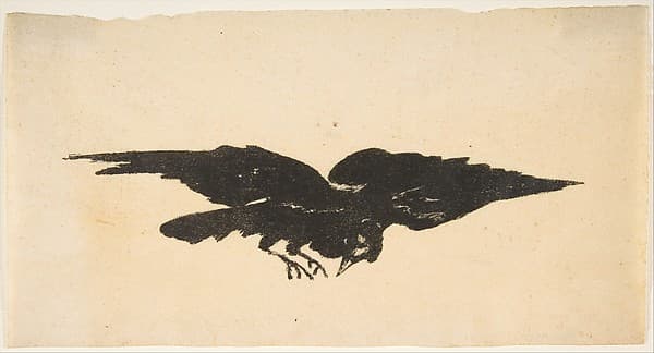 The Flying Raven, Ex Libris for "The Raven" by Edgar Allan Poe, by Edouard Manet