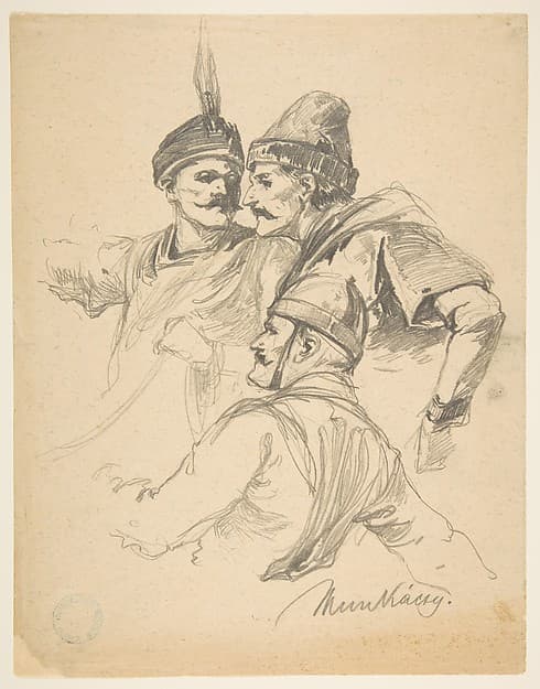 Study of Three Men, Bust Length, by Mihály Munkácsy