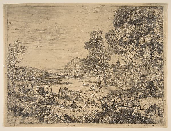 Shepherd and Shepherdess Conversing in a Landscape, by Claude Lorrain (Claude Gellée)