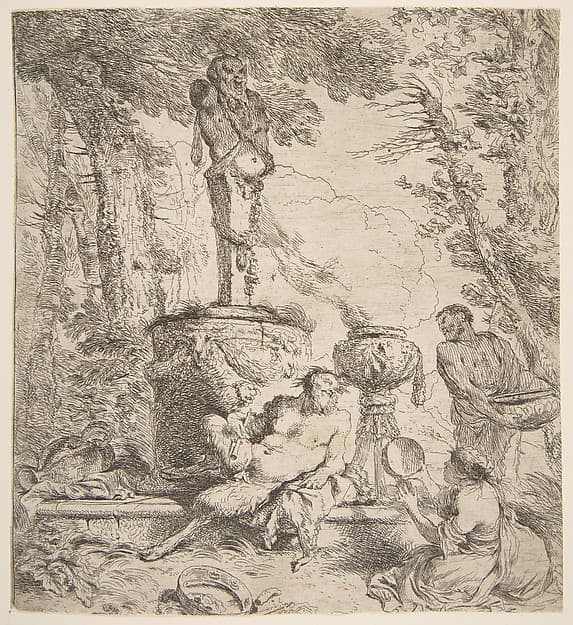 Bacchanal before an altar to the gods, by Giovanni Benedetto Castiglione (Il Grechetto)