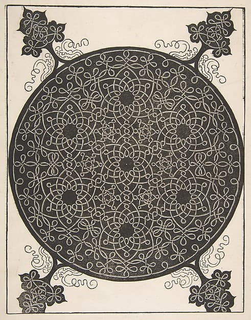 Embroidery Pattern with Seven Six-pointed Stars and Four Corner Pieces, by Albrecht Dürer