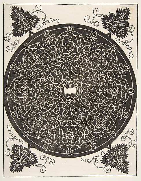 “The Third Knot”. Interlaced Roundel with Eight Wreaths and a Scalloped Shield in its Center, by Albrecht Dürer