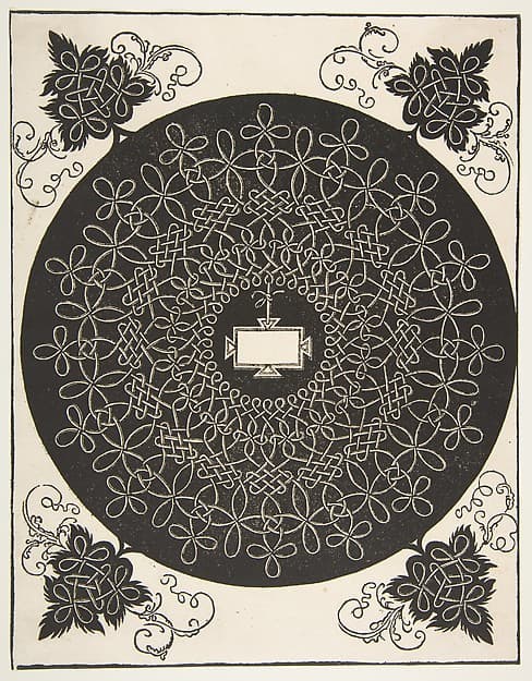 “The First Knot”. Interlaced Roundel with an Oblong Panel in its Center, by Albrecht Dürer