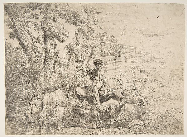 Young herdsman on horseback, by Giovanni Benedetto Castiglione (Il Grechetto)