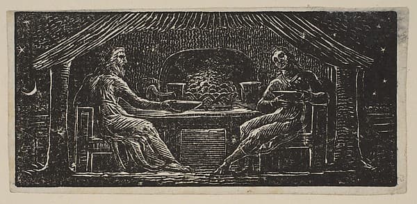 Thenot and Colinet Eat Their Evening Meal, from Thornton's "Pastorals of Virgil", by William Blake