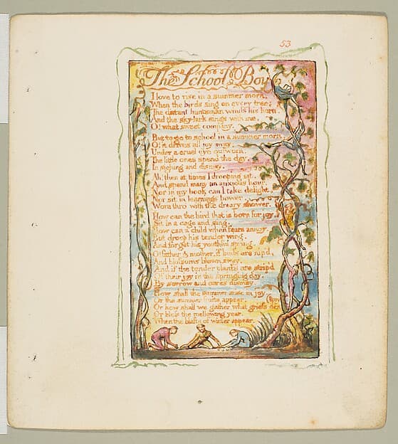Songs of Experience: The School Boy, by William Blake