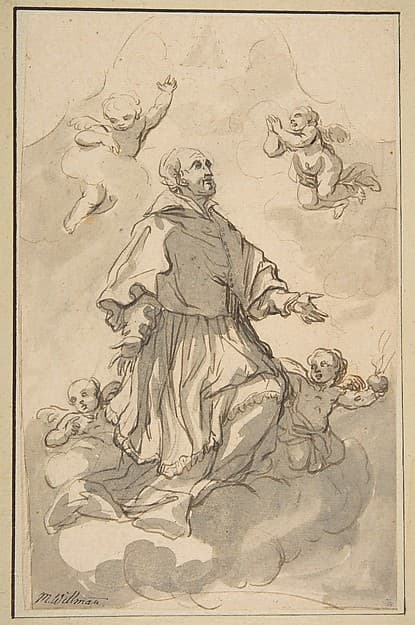 Saint Augustine on Clouds Surrounded by Angels, by Johann Jacob Eybelwieser