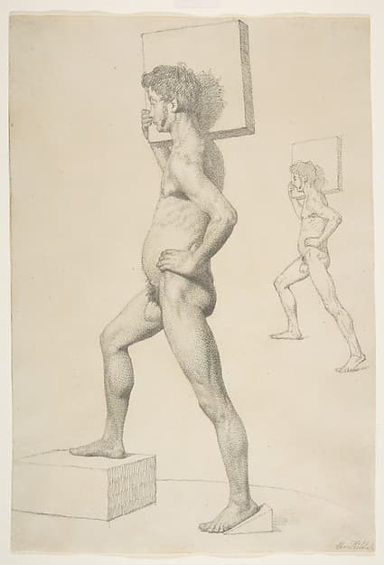 Study of a Male Nude Shouldering a Wooden Block, by Christen Købke