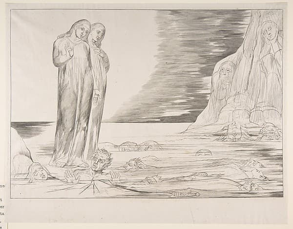 The Circle of Traitors: Dante's Foot Striking Bocca degli Abbate, by William Blake