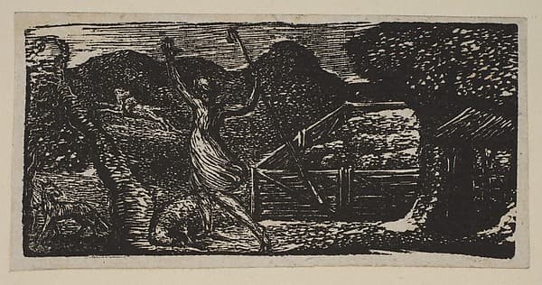 Shepherd Chases Away a Wolf, from Thornton's "Pastorals of Virgil", by William Blake