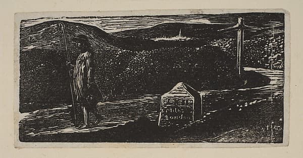 Colinet's Journey, Milestone Marked 'LXII Miles to London', from Thornton's "Pastorals of Virgil", by William Blake