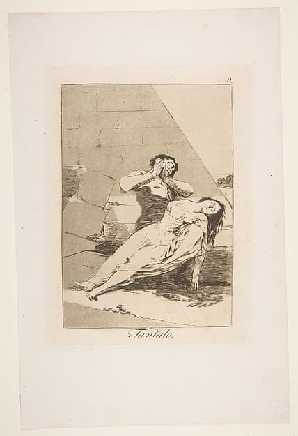 Tantalus (Tantalo), plate 9 from "Los Caprichos", by Goya (Francisco de Goya y Lucientes)