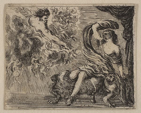 Jupiter and Semele, from 'Game of Mythology' (Jeu de la Mythologie), by Stefano della Bella
