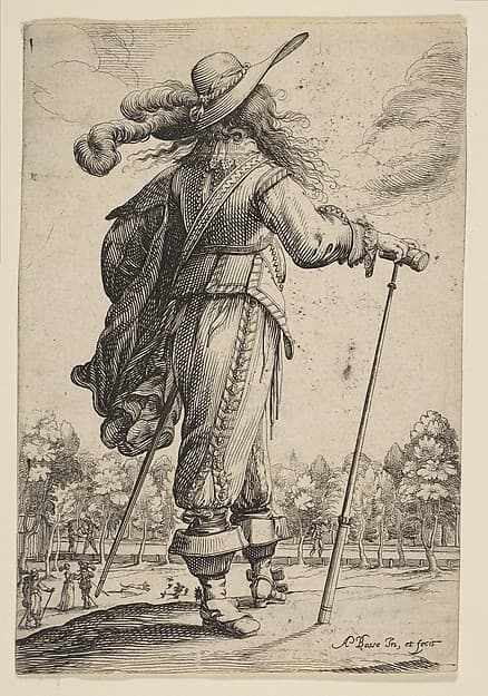 A Man Seen from the Back Leaning on a Croquet Mallet, by Abraham Bosse