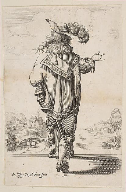 Gentleman Seen from the Back Indicating a Landscape, by Abraham Bosse