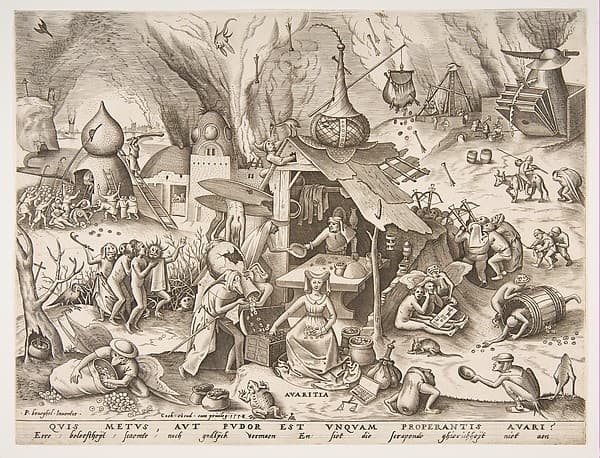 Avarice (Avaritia), from "The Seven Deadly Sins", by Pieter van der Heyden