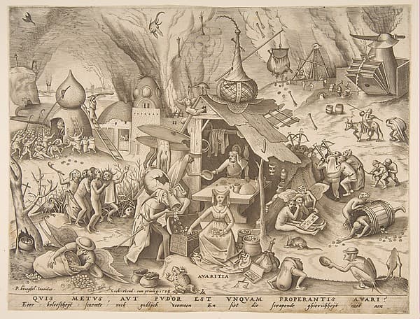 Avarice (Avaritia), from the series The Seven Deadly Sins, by Pieter Bruegel the Elder