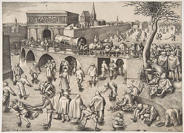 Skating before the St. George's Gate, Antwerp, by Pieter Bruegel the Elder