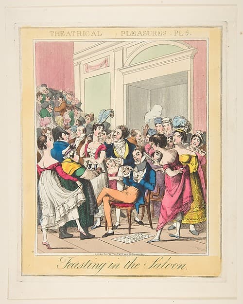 Theatrical Pleasures, Plate 5: Feasting in the Saloon, by Theodore Lane