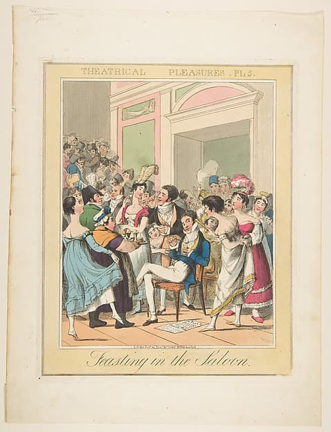 Theatrical Pleasures, Plate 5: Feasting in the Saloon, by Theodore Lane
