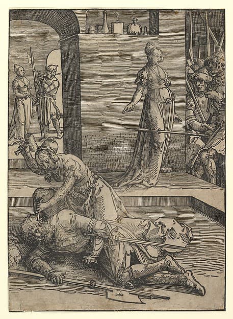 Jael Killing Sisera, without ornamental frame, by Lucas van Leyden