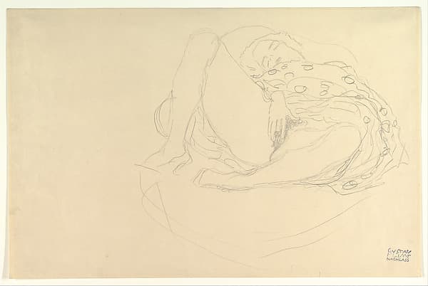 Reclining Nude with Drapery, by Gustav Klimt