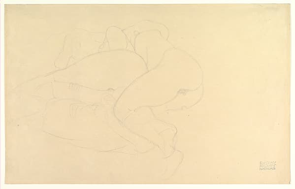 Two Women Reclining, by Gustav Klimt