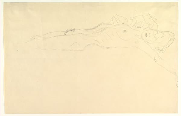 Reclining Nude with Outstretched Left Arm, by Gustav Klimt