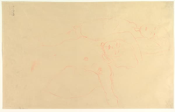 Two Reclining Nudes, by Gustav Klimt