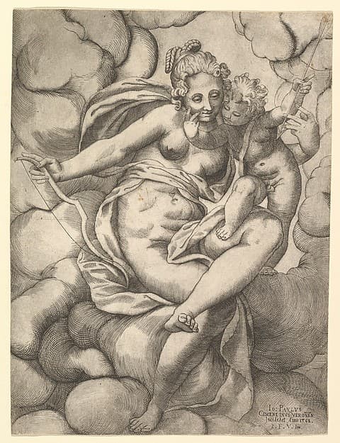 Venus and Cupid in the Clouds, by Giovanni Paolo Cimerlino