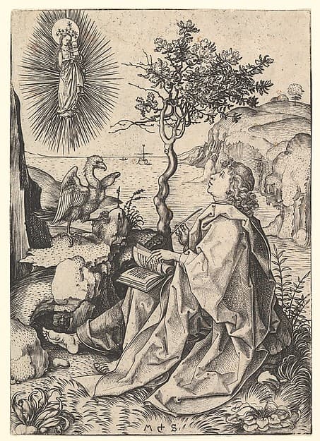 Saint John on Patmos, by Martin Schongauer
